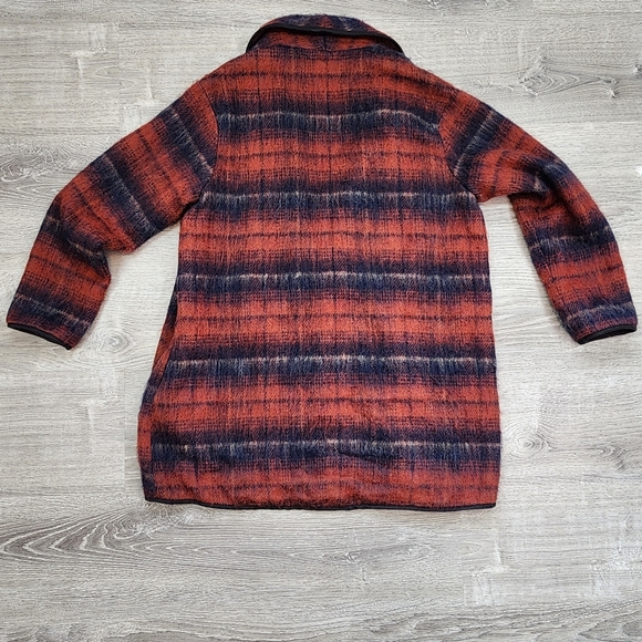 TOPSHOP Wool Blend Shacket Oversized Open Cardigan Jacket Orange Black 6 - Picture 14 of 16